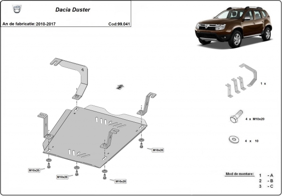 Cache de protection de réservoir Dacia Duster