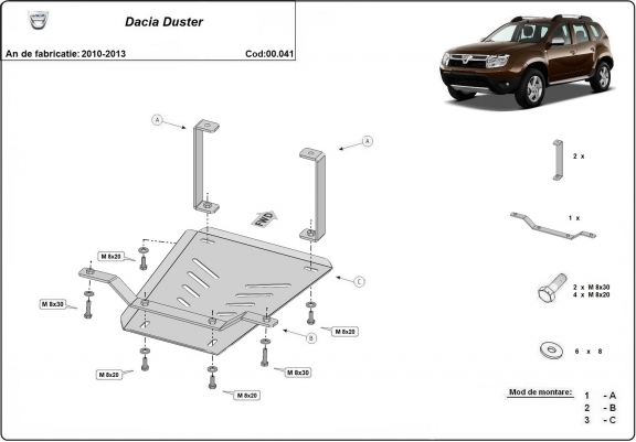 Cache de protection du différentiel Dacia Duster