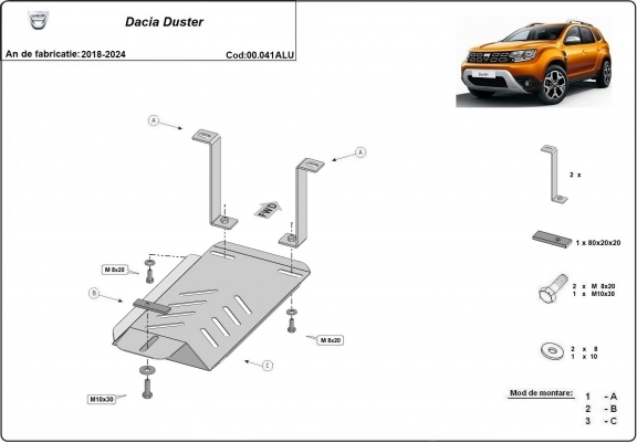 Cache de protection du différentiel Dacia Duster 4x4