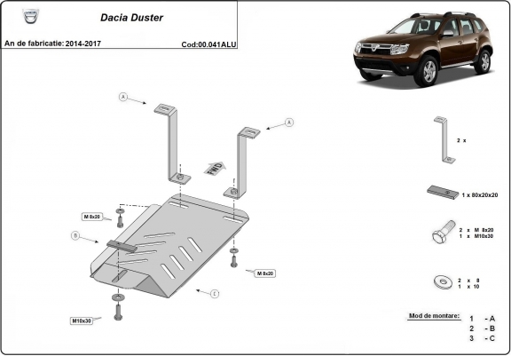 Cache de protection du différentiel Dacia Duster 4x4