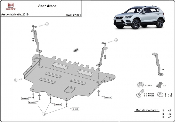 Cache sous moteur et de la boîte de vitesse Seat Ateca