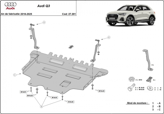 Cache sous moteur et de la boîte de vitesse Audi Q3