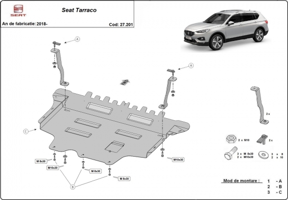 Cache sous moteur et de la boîte de vitesse Seat Tarraco