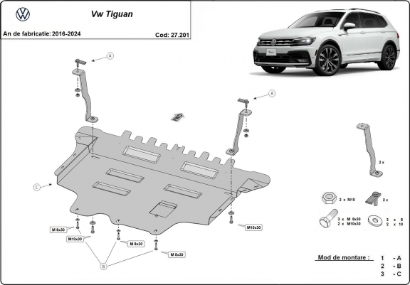 Cache sous moteur et de la boîte de vitesse VW Tiguan
