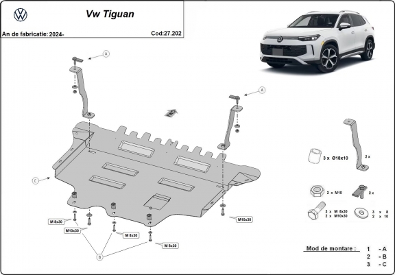 Cache sous moteur et de la boîte de vitesse VW Tiguan
