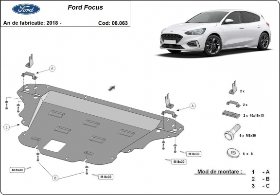 Cache sous moteur et de la boîte de vitesse Ford Focus 4