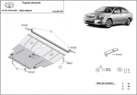 Cache sous moteur et de la boîte de vitesse Toyota Avensis