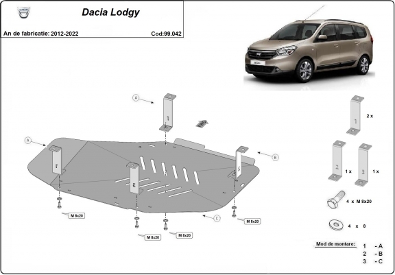 Cache de protection de réservoir Dacia Lodgy