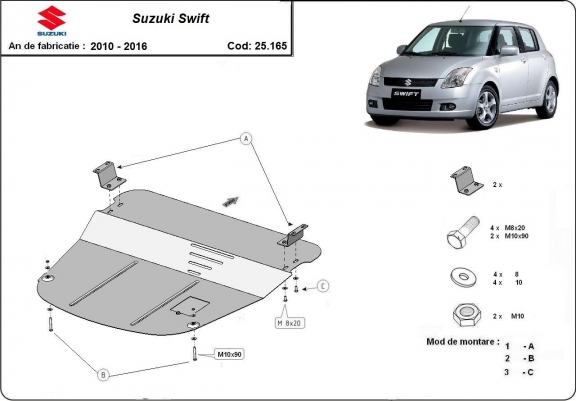 Cache sous moteur et de la boîte de vitesse Suzuki Swift 3