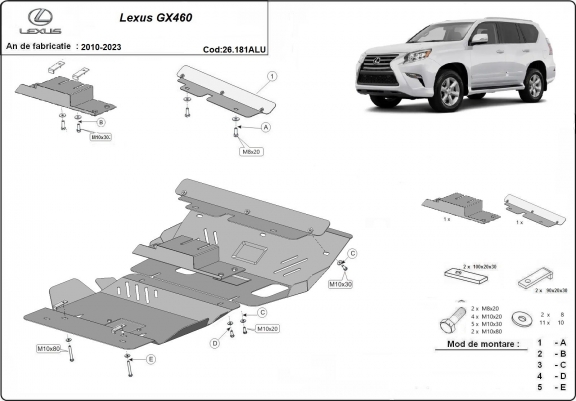 Cache Sous Moteur Lexus GX460 Lexus GX460 - Aluminium