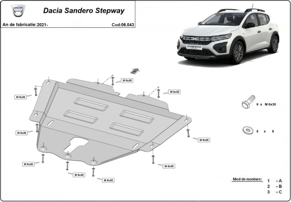 Cache sous moteur et de la boîte de vitesse Dacia Sandero 3 Stepway