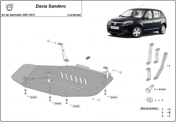 Cache de protection de réservoir Dacia Sandero