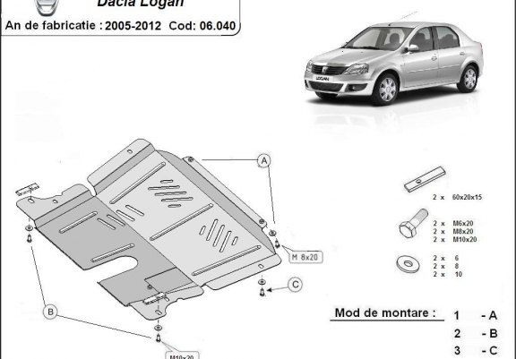 Cache sous moteur et de la boîte de vitesse Dacia Logan 1
