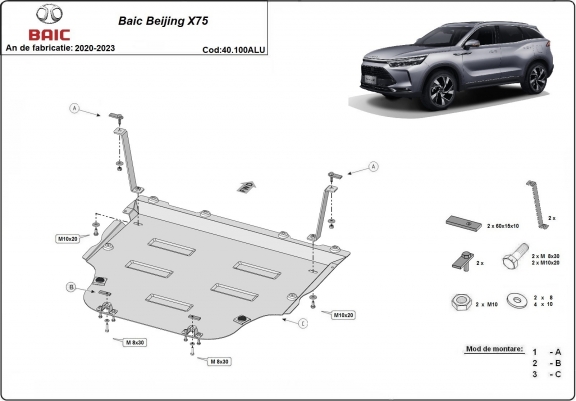 Aluminium cache sous moteur et de la boîte de vitesse BAIC Beijing X75
