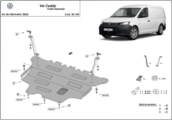 Cache sous moteur et de la boîte de vitesse VW Caddy