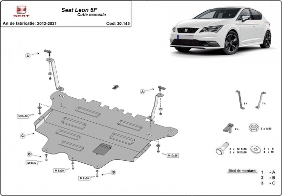 Cache sous moteur et de la boîte de vitesse Seat Leon Mk3