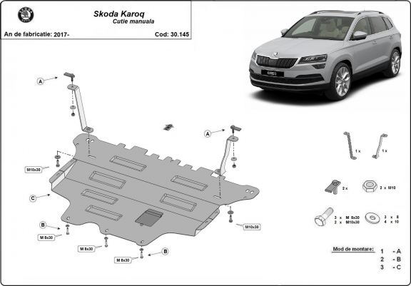 Cache sous moteur et de la boîte de vitesse Skoda Karoq - boîte de vitesses manuelle