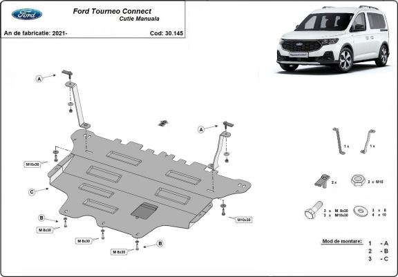 Cache sous moteur et de la boîte de vitesse Ford Tourneo Connect