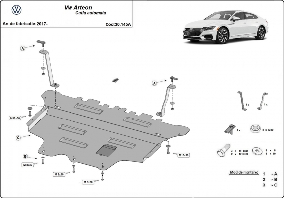 Cache sous moteur et de la boîte de vitesse VW Arteon