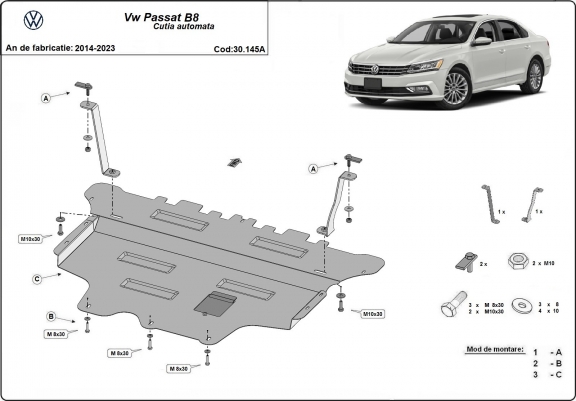 Cache sous moteur et de la boîte de vitesse VW Passat B8 - Boîte de vitesse automatique