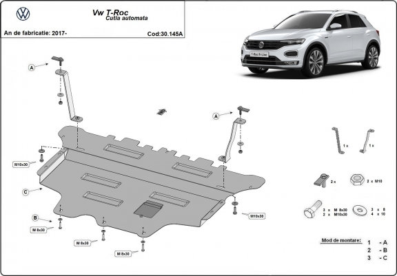 Cache sous moteur et de la boîte de vitesse Volkswagen T-Roc - Boîte de vitesse automatique