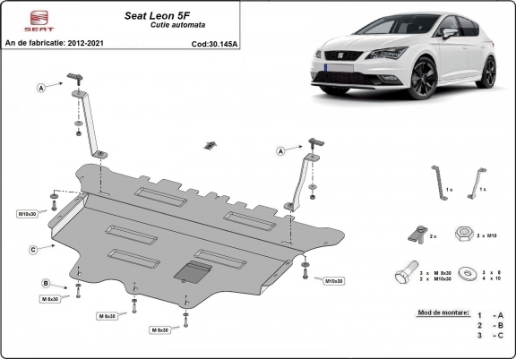Cache sous moteur et de la boîte de vitesse Seat Leon Mk3 - Boîte de vitesse automatique 