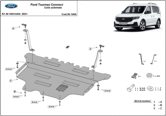 Cache sous moteur et de la boîte de vitesse Ford Tourneo Connect - Boîte de vitesse automatique