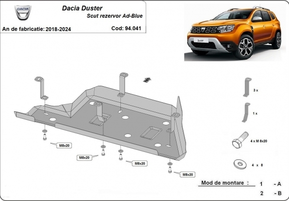 Cache de protection réservoir AdBlue Dacia Duster