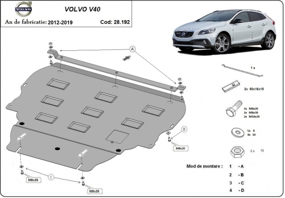 Cache sous moteur et de la boîte de vitesse Volvo V40