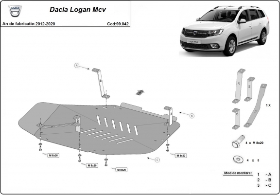Cache de protection de réservoir Dacia Logan II