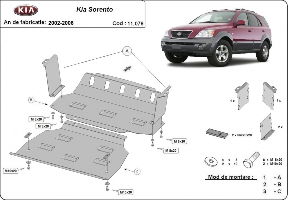 Cache sous moteur et de la radiateur Kia Sorento