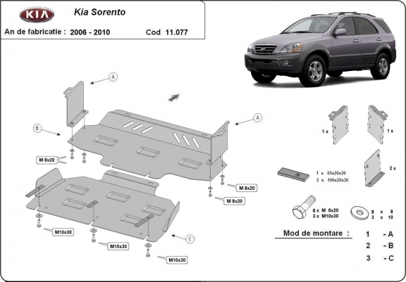 Cache sous moteur et de la radiateur Kia Sorento