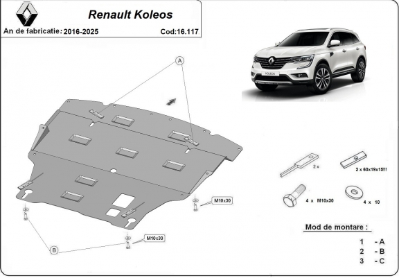 Cache sous moteur et de la boîte de vitesse Renault Koleos