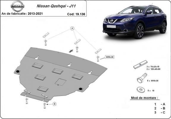Cache sous moteur et de la boîte de vitesse Nissan Qashqai J11