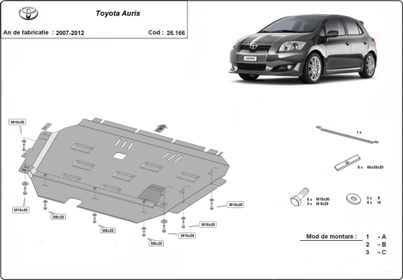 Cache sous moteur et de la boîte de vitesse Toyota Auris