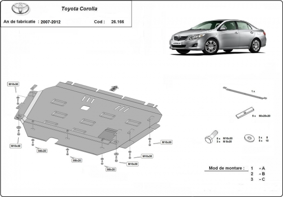 Cache Sous Moteur Toyota Corolla