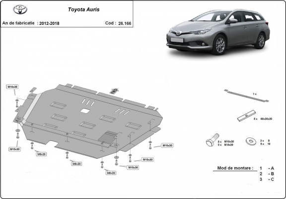 Cache sous moteur et de la boîte de vitesse Toyota Auris
