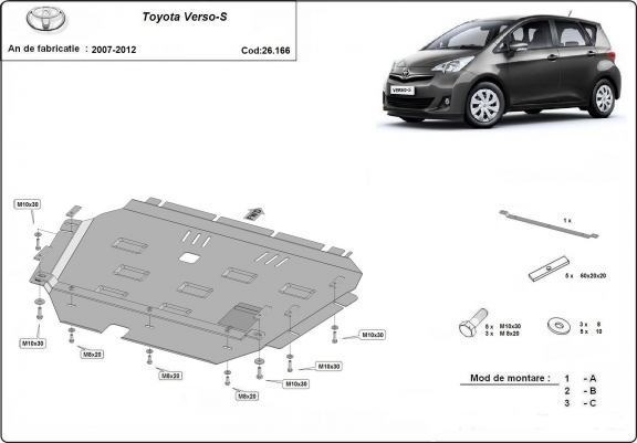 Cache sous moteur et de la boîte de vitesse Toyota Verso