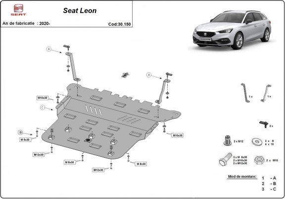Cache sous moteur et de la boîte de vitesse Seat Leon Mk4