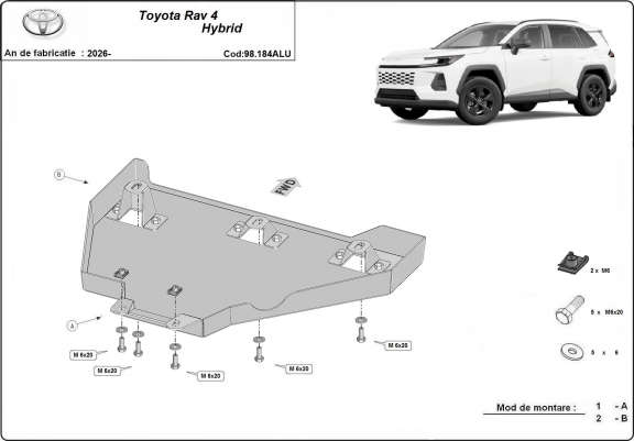 Cache de protection du différentiel en aluminium Toyota Rav4