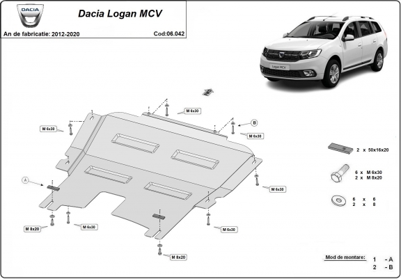 Cache sous moteur et de la boîte de vitesse Dacia Logan MCV