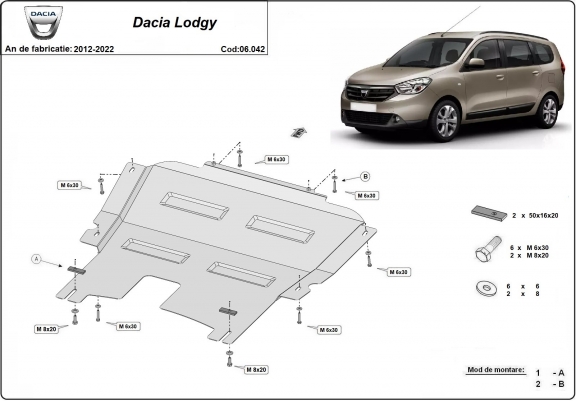 Cache sous moteur et de la boîte de vitesse Dacia Lodgy