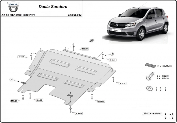 Cache sous moteur et de la boîte de vitesse Dacia Sandero 2