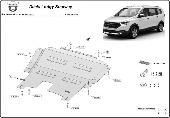 Cache sous moteur et de la boîte de vitesse Dacia Lodgy Stepway