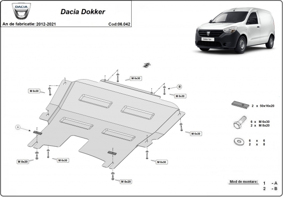 Cache sous moteur et de la boîte de vitesse Dacia Dokker