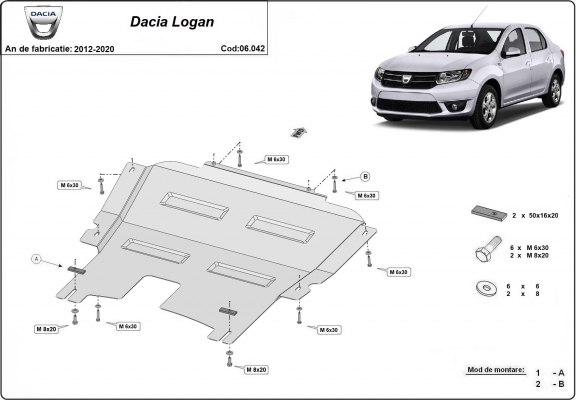Cache sous moteur et de la boîte de vitesse Dacia Logan 2