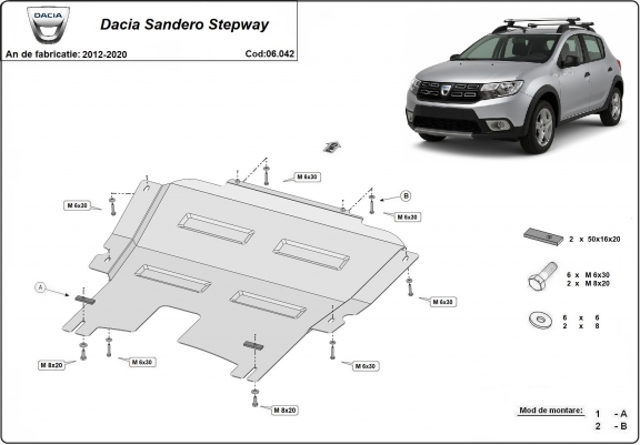 Cache sous moteur et de la boîte de vitesse Dacia Sandero Stepway