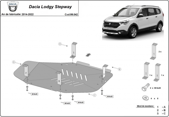 Cache de protection de réservoir Dacia Lodgy Stepway
