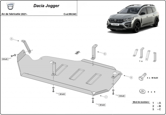 Cache de protection de réservoir Dacia Jogger