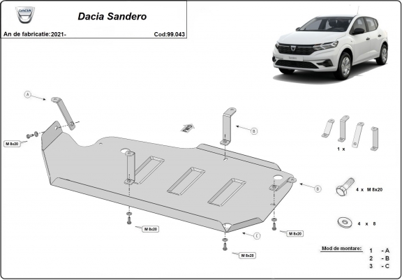 Cache de protection de réservoir Dacia Sandero